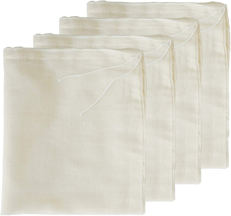 AUXIN Cheesecloth Bags for Straining,Reusable Cold Brew Coffee Cheese Cloths Strainer,Large Nut Milk Tea Juice Bag,100% Natural Cotton Fine Mesh Filter Bags(Small,4 Pack) - Image 1